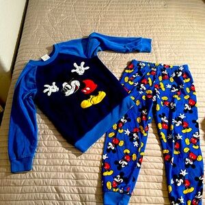 Disney Mickey Mouse boys/unisex blue Fleece Set/Pajama warm size 5/6